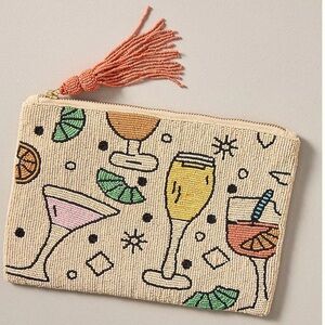 Fiona Beaded Pouch in the "Cocktails" or "Food & Drink Edition" design